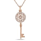 10k Rose Gold Diamond Key Pendant Necklace ( .14 cttw, H-I Color, I2-I3 Clarity) , 18