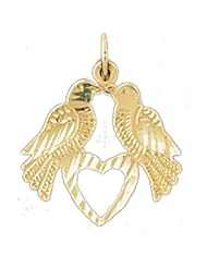 Dazzlers Solid 14k Gold Lovebirds Charm Pendant Available in three colors from jewelsberry (weights: 0.8 grams only)