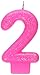 Shimmering Flat Molded Glittered Number 2 Celebration Candle, Pink , 3