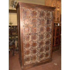 ANTIQUE INDIA ARMOIRE CARVED GUJRAT TEAK CABINET CHEST by Armoires