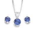 CHIC NC1040/1/NC1041/3I - Collar de mujer de plata de ley con 3 cristales de swarovski, 46 cm