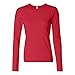 Ladies' Baby Rib Long-Sleeve Crew Neck Tee (Red) (X-Large)