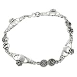 Sterling Silver Claddagh and Celtic Swirls Bracelet