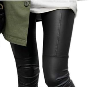 EOZY Femme Mince Collants Leggings Pantalons Faux Cuir Sans Pieds