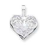 Sterling Silver Filigree Heart Charm with 20 inch Sterling Silver Chain