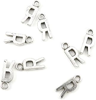 500 PCS Jewelry Making Charms X4PT5Z Alphabet R Antique Silver Tone Necklace Bracelet Repair Bulk Lots Pendant Findings