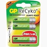 GP AA ReCyko 2100mAh Rechargeable Batteries (4 Pack + 2 Free)
