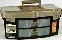 XXL Angelkoffer 51x27x25cm groß mit 2 Organizer im Deckel und 2 klappbare Organizer vorn