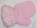 One Size Pink Magic Mitten Trimmed By Hand Crochet with Chenille Cuff for Infants 0-12 Months