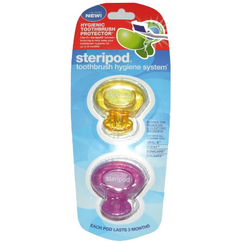 Steripod, Toothbrush Hygiene System, Yellow & Pink, Dual Pack
