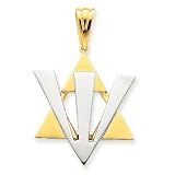 14k Two-Tone Gold Fancy Star of David Pendant