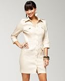 bebe Linen Roll Sleeve Shirt Dress