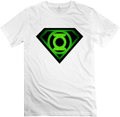 ROCRO Men's The Bing Bang Theory Sheldan Superman Glowing Green Lantern Shield Shirts L White