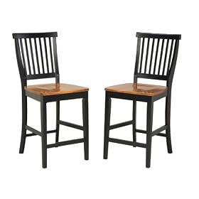 Kitchen Stool with Oak Seat - Black 