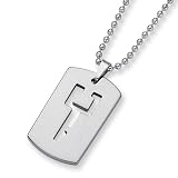 Chisel Tungsten Carbide Dog Tag (1.5in) with Cut-out Key Design on 22 Inch Steel Bead Chain