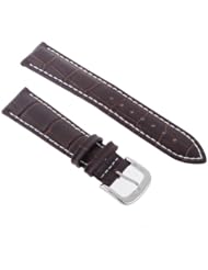 Neewer 22mm Brown Genuine Leather Band Watch Strap with White Stitching