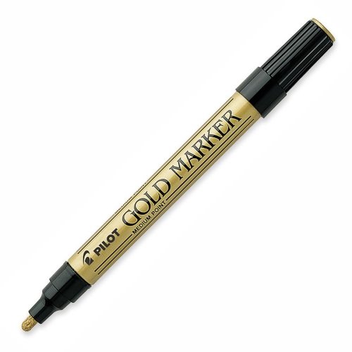 Pilot Creative Permanent Marker - Medium Marker Point Type - 1 mm Marker Point Size - Gold Ink - Gold Barrel - 1 Each