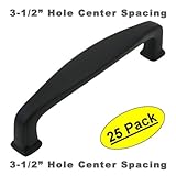 Cosmas® 4390FB Flat Black Modern Cabinet Hardware Handle Pull - 3-1/2" Inch (89mm) Hole Centers - 25 Pack