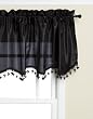 Regal Home Collections Essentials 54-Inch by 20-Inch Solid Taffeta Lined Scalloped Valance with Fringe, Ebony