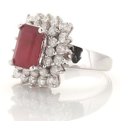 USGL Certified 7.00 ct Ruby & Diamond Ring 14kt Gold