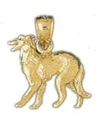 Dazzlers Solid 14k Gold 3D Borzoi Russian Wolfhound Dog Charm Pendant Available in three colors from jewelsberry (weights: 3.4 grams only)