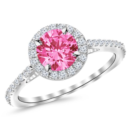 White gold pink diamond engagement rings