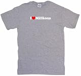 I Heart (Love) Millions Men's Tee Shirt Medium-Gray