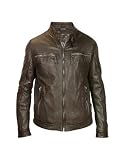 Forzieri Men's Dark Brown Leather Motorcycle Jacket