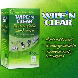 Flents Wipe N Clear Biodegradable Lens Cleaning Cloths - 400 Wipes Total (2 Pack of 200ct)