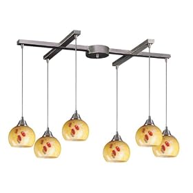 Mela - 6 Light Kitchen Island Pendant Track Lighting Fixture - Rust Bronze - Yellow Glass... by Elk