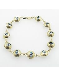 Ladies 10K Solid Yellow Gold evil eye bracelet Length - 7 inches Width - 9mm