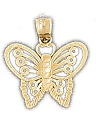 Dazzlers Solid 14k Gold Butterfly Charm Pendant Available in three colors from jewelsberry (weights: 1.1 grams only)