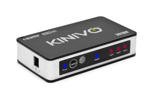 Kinivo 301BN Premium 3 port High speed HDMI switch with IR wireless remote and AC Power adapter - supports 3D, 1080p