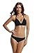zeraca Women's Hipster Bottom Halter Triangle Push up Bikini Bathing Suits (L12 38C, Black)