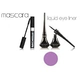 Micabella Mineral Make Up Captivating Eyes Black Mascara & Purple Liquid Eyeliner for Dramatic Unforgettable Eyes
