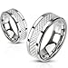 STR-0031 Stainless Steel White Carbon Fiber Inlay Band Ring Size 5-14(7)