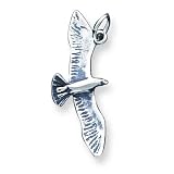 Sterling Silver Antiqued Wing Spread Seagull Charm with 20 inch Sterling Silver Chain