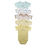 Luvable Friends Muted Colors Bodysuit, 5 Pack, Yellow