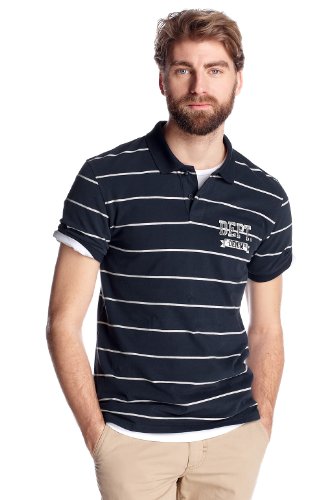 edc by ESPRIT Herren Poloshirt, gestreift 032CC2K038, Gr. 50/52 (L), Blau (midnight blue 4 Preisvergleich