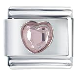 June Pink Alexanderite Birthstone Heart Italian Charms Bracelet Link