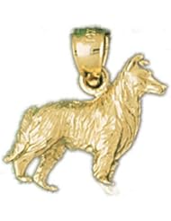 Dazzlers Solid 14k Gold 3D Collie Dog Charm Pendant Available in three colors from jewelsberry (weights: 4.0 grams only)