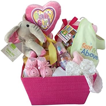 Sleepy Bunny New Baby Girl Candy Gift Basket- "Sent From Above"