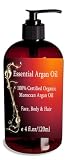 Essential Argan Oil, 100% Pure Virgin Cold Pressed, Ecocert, 4 Fl.oz/120ml., Pump, Free Shipping.