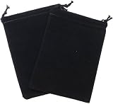 Chessex Dice: Velour Dice Bag Large (5 x 7) – BLACK – Holds Approximately 90-100 Dice