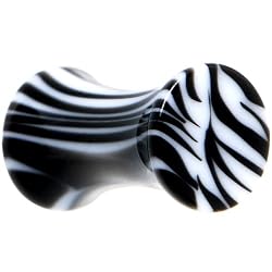6 Gauge Black White Zebra Striped Saddle Plug