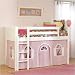 Bolton Furniture 9811500LT1LW / 9811500LT2LW Set Cottage Essex Low Loft Tent Bed with Lilac Bottom Curtain in White
