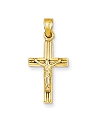 14k Yellow Gold Polished 3d Crucifix Cross Pendant