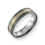 Titanium 14k Gold Inlay 6mm Brushed and Antiqued Comfort Fit Wedding Band Ring (SIZE 6-15 )