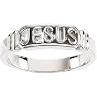 14K White Gold 'In The Name of Jesus' Woman's Ring