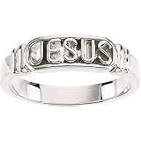14K White Gold 'In The Name of Jesus' Woman's Ring